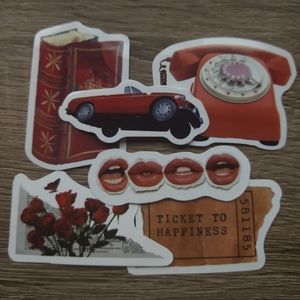 4/$10 Stickers - Set of 6 - Red Aesthetic